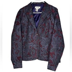 Coldwater Creek Women's Paisley Blazer - Red and purple